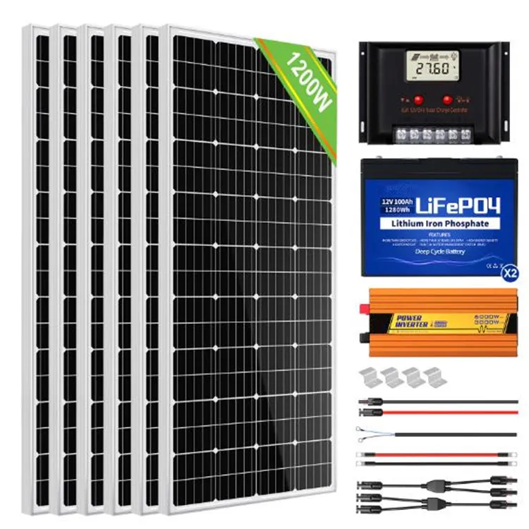 1200W 24V Complete Off Grid Solar Panel Kit